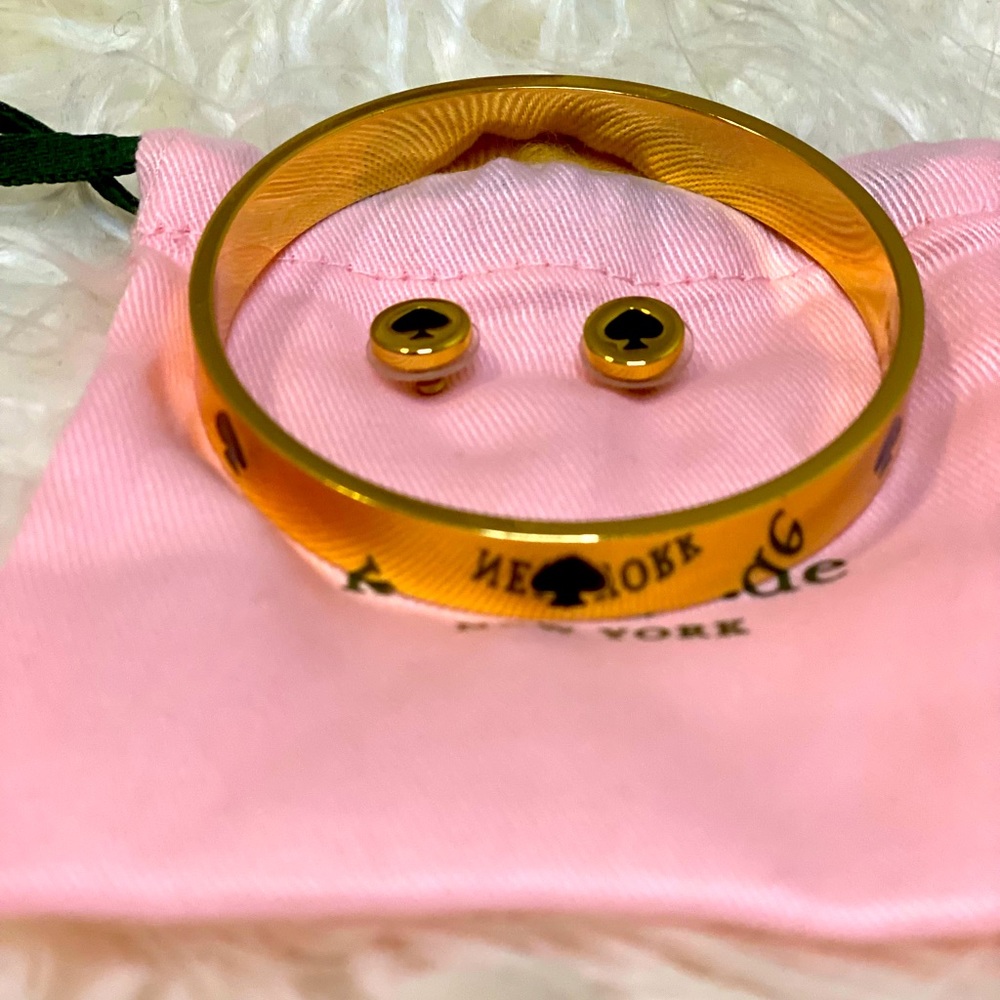 Ace of Spades Bangle and Studded Earrings